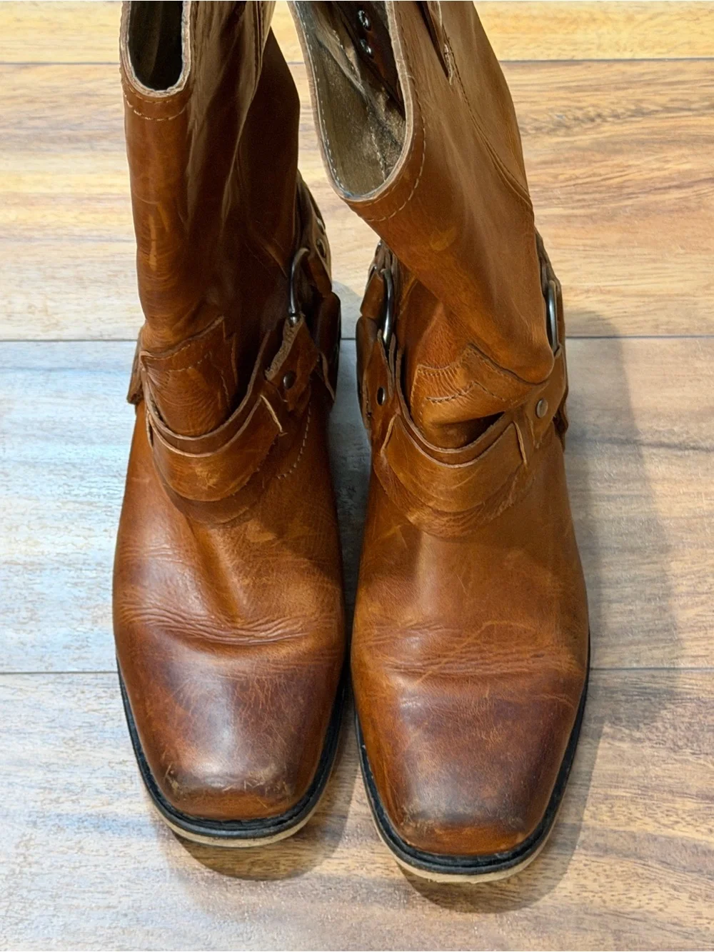 Women’s Brown Leather Harness Boots size 8